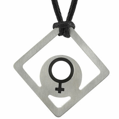 Steel Brushed Finish with Rubber Venus Symbol Square Pendant SN8000