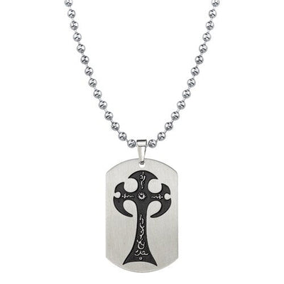 Steel Brushed Finish Gothic Cross Tattoo Style Pendant SN8002