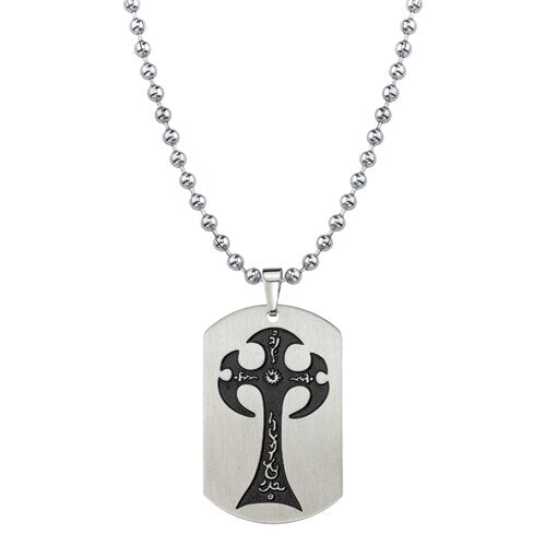 Steel Brushed Finish Gothic Cross Tattoo Style Pendant SN8002