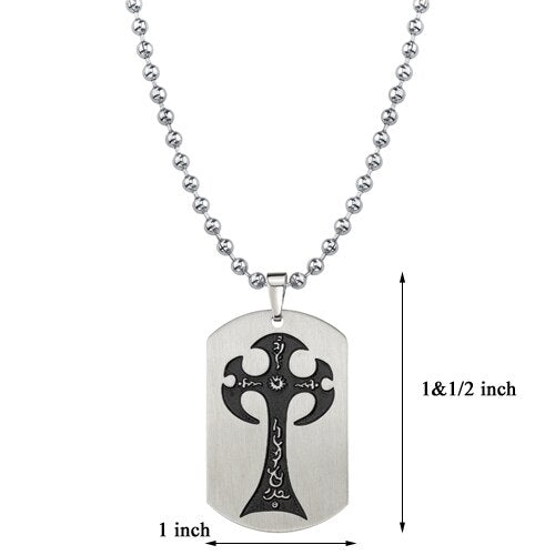 Steel Brushed Finish Gothic Cross Tattoo Style Pendant SN8002