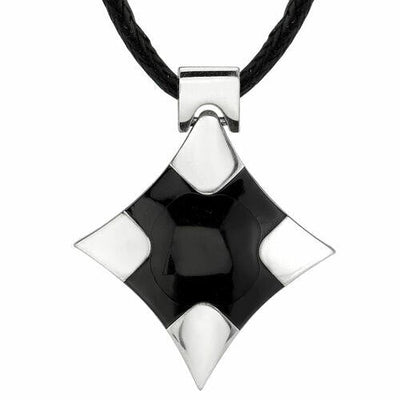 Steel High Polished Finish Black Enamel Cross Pendant SN8004