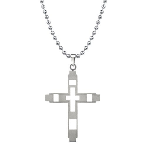 Titanium Modern Style Brushed Finish Cross Pendant