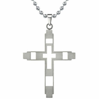 Titanium Modern Style Brushed Finish Cross Pendant