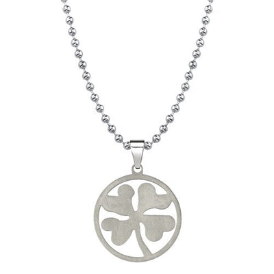 Titanium Brushed Finish Four-leaf Clover Pendant SN8038