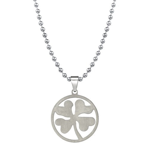 Titanium Brushed Finish Four-leaf Clover Pendant SN8038