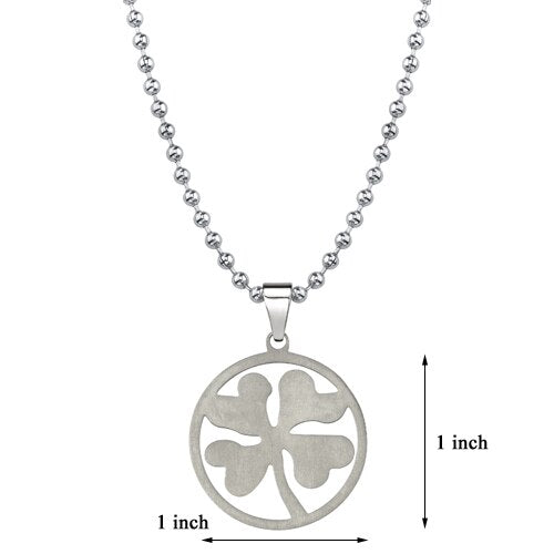 Titanium Brushed Finish Four-leaf Clover Pendant SN8038