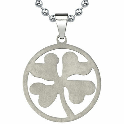 Titanium Brushed Finish Four-leaf Clover Pendant SN8038