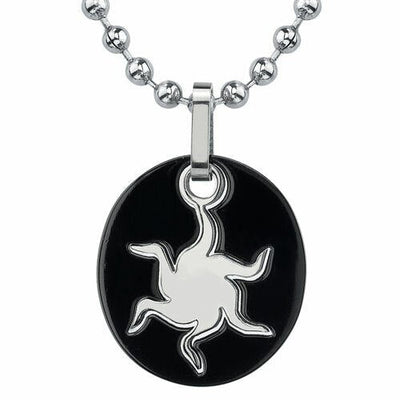 Gunmetal-finish Titanium Oval Sun Pendant SN8042