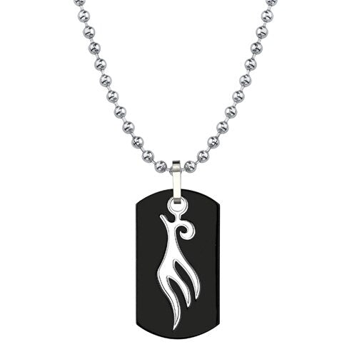 Titanium Gunmetal Finish Pendant with Tribal-style Bird Tattoo SN8044