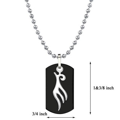 Titanium Gunmetal Finish Pendant with Tribal-style Bird Tattoo SN8044