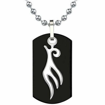 Titanium Gunmetal Finish Pendant with Tribal-style Bird Tattoo SN8044