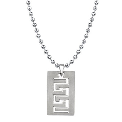 Titanium Brushed Finish Greek Key Pendant SN8046