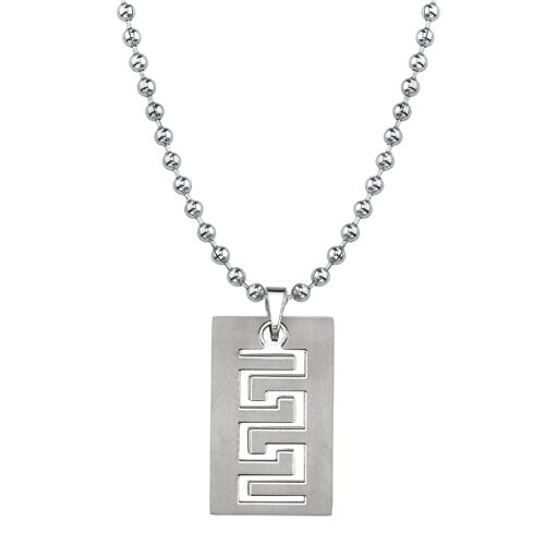 Titanium Brushed Finish Greek Key Pendant SN8046