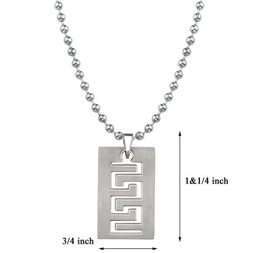 Titanium Brushed Finish Greek Key Pendant SN8046