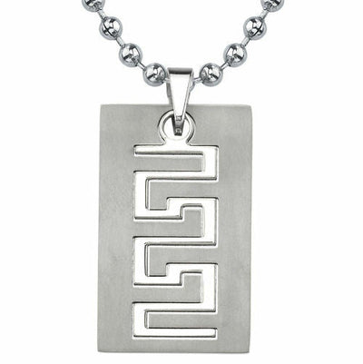 Titanium Brushed Finish Greek Key Pendant SN8046