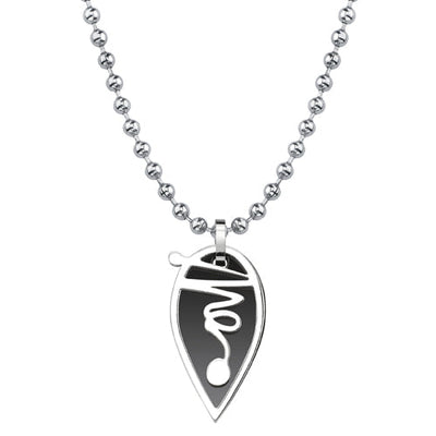 Stainless Steel Teardrop Dual-tone Gunmetal Squiggle Pendant