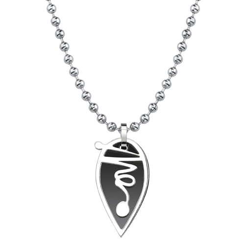 Stainless Steel Teardrop Dual-tone Gunmetal Squiggle Pendant