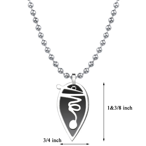 Stainless Steel Teardrop Dual-tone Gunmetal Squiggle Pendant