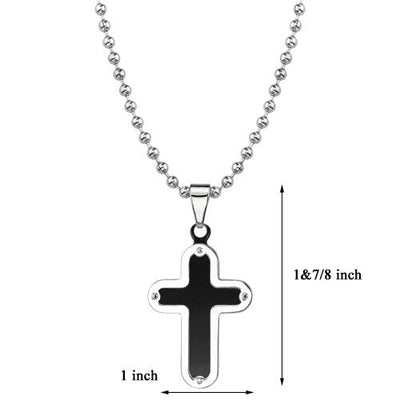 Steel Modern Cross Pendant on a Steel Ball Chain