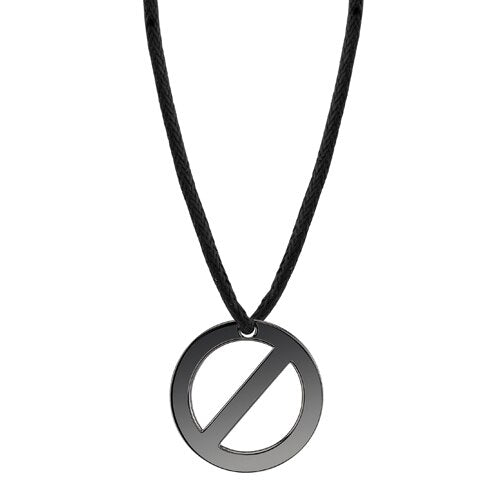 Steel Gunmetal Finish Circle Pendant on a Black Cord SN8092