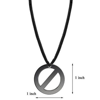 Steel Gunmetal Finish Circle Pendant on a Black Cord SN8092