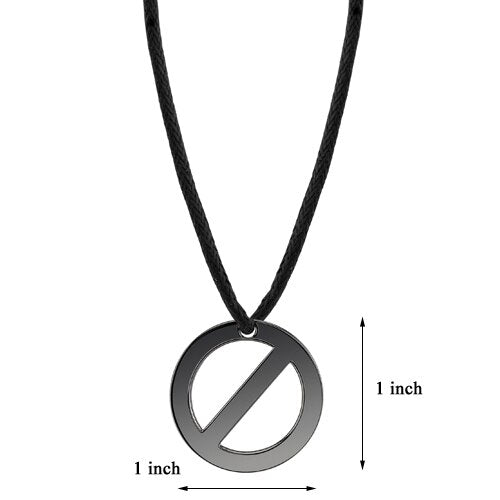 Steel Gunmetal Finish Circle Pendant on a Black Cord SN8092