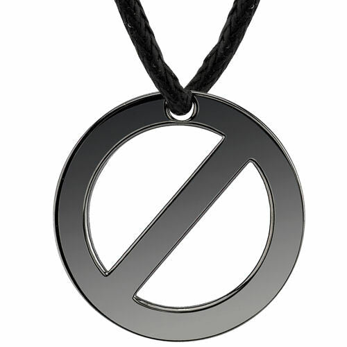 Steel Gunmetal Finish Circle Pendant on a Black Cord SN8092