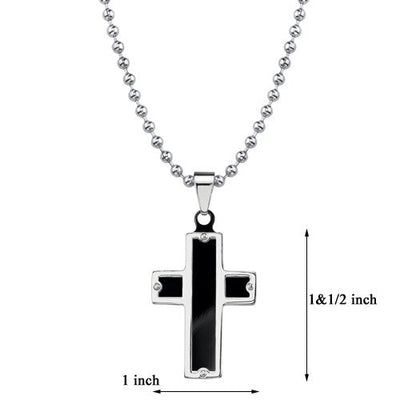 Celebrity Steel Black Enamel-finish Cross Pendant