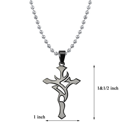 Steel Tribal Cross Pendant on a Steel Ball Chain