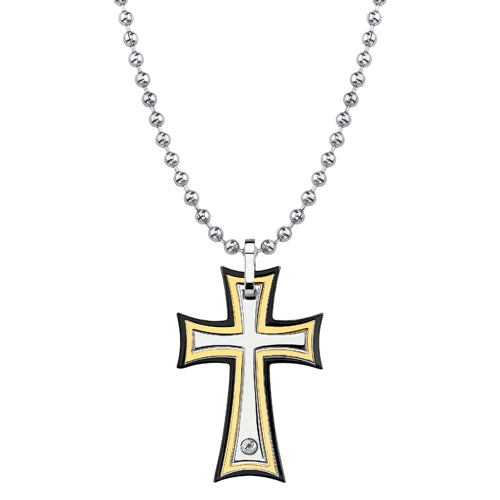 Stainless Steel Cross Pendant on a Stainless Steel Ball Chain