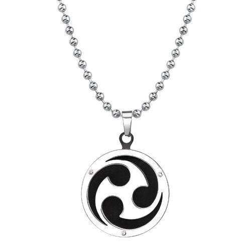 Steel Spiral Disc Pendant with Black Enamel SN8106