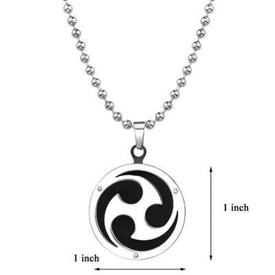 Steel Spiral Disc Pendant with Black Enamel SN8106