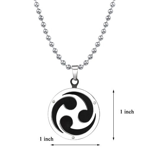 Steel Spiral Disc Pendant with Black Enamel SN8106