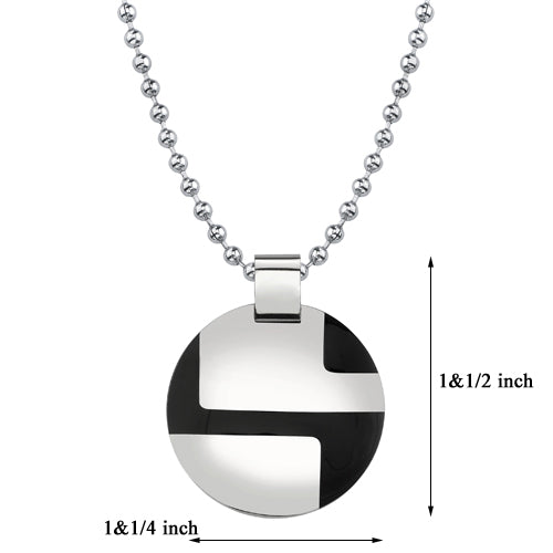 Stainless Steel Enamel-finish Disc Pendant Necklace