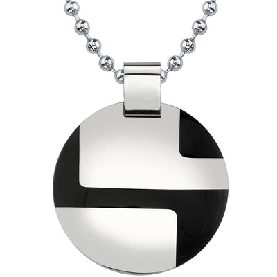 Stainless Steel Enamel-finish Disc Pendant Necklace