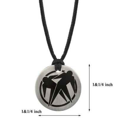 Steel Brushed Finish Circular Double Male Silhouette Pendant SN8118