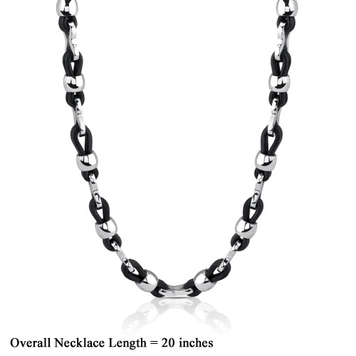 Stainless Steel and Rubber Fancy Link Necklace