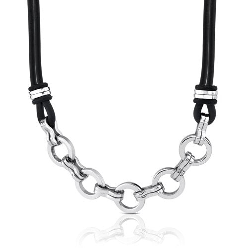 Steel Cable Pendant on a Rubber Cord SN8136