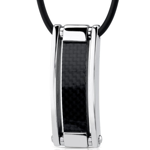 Stainless Steel and Carbon Fiber Rectangular Paneled Pendant