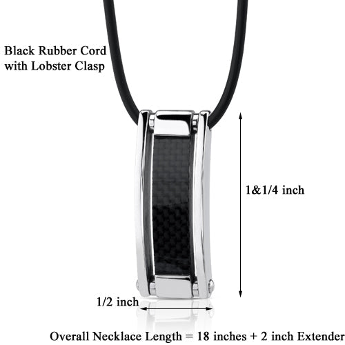 Stainless Steel and Carbon Fiber Rectangular Paneled Pendant