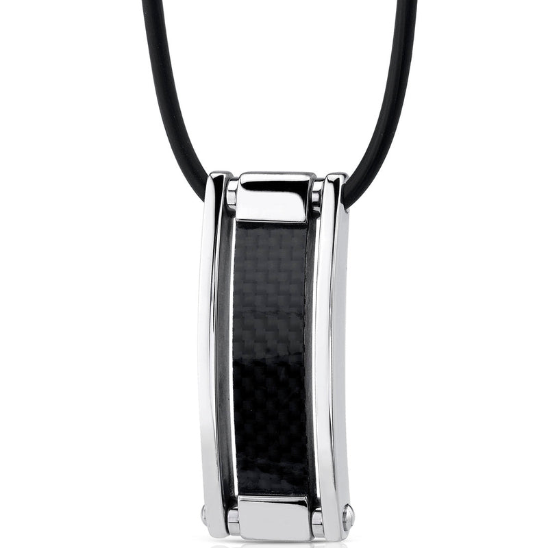 Stainless Steel and Carbon Fiber Rectangular Paneled Pendant