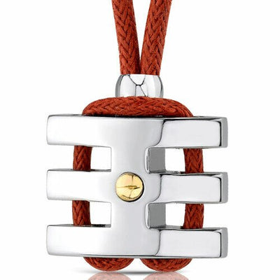 Steel Coiled-style Gold-plated Rivet Pendant on a Red Wax Cord SN8146