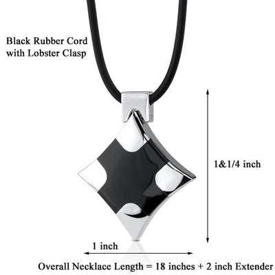 Steel Polished Finish Black Enamel Cross Pendant SN8154