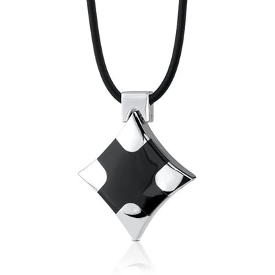 Steel Polished Finish Black Enamel Cross Pendant SN8154