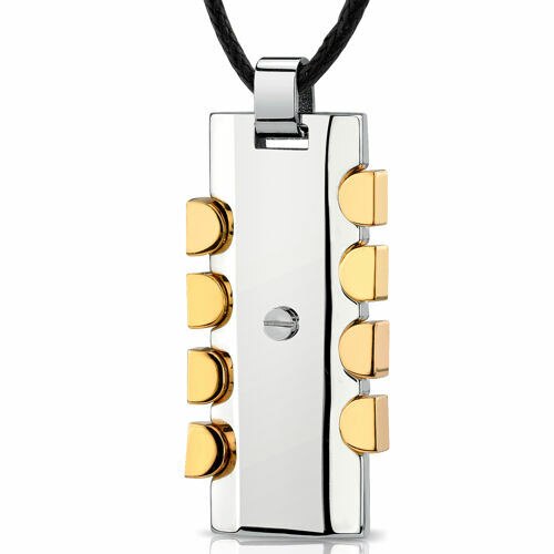 Steel Yellow Gold tone Rivet Design Pendant