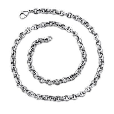 Unique Open Oval Links Mens Stainless Steel Necklace Style