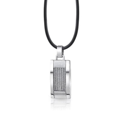 European Style Mens Stainless Steel Twisted Cable Pendant