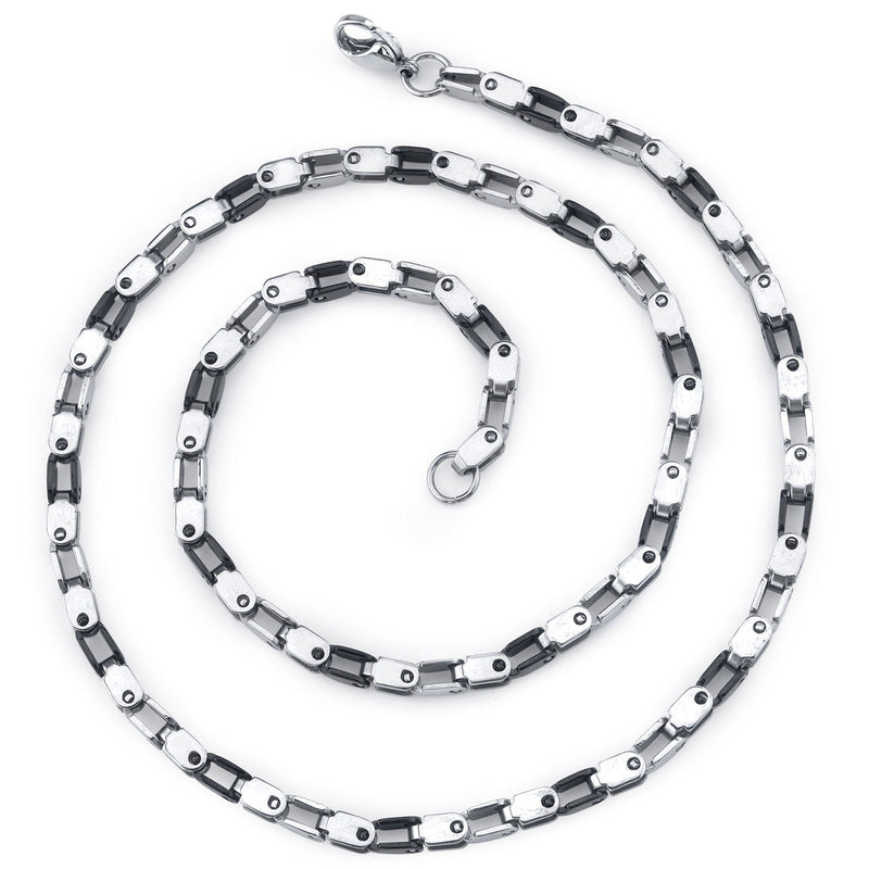 20 Inch Stainless Steel and Ceramic Rivet Link Chain Necklace