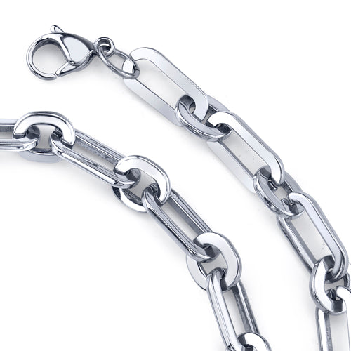 Stainless Steel Rectangular Link 20 Inch Chain Necklace