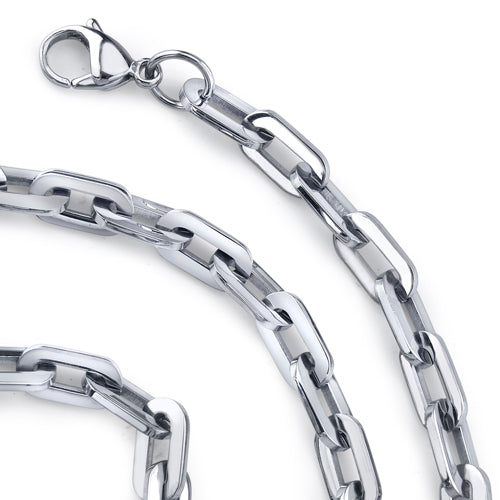 20 Inch Stainless Steel Rectangular Link Chain Necklace